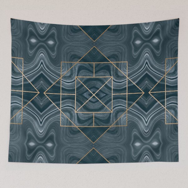 Item preview, Gemstone Marble Meets Art Deco  Blue Grey Gold designed and sold by artsandsoul.
