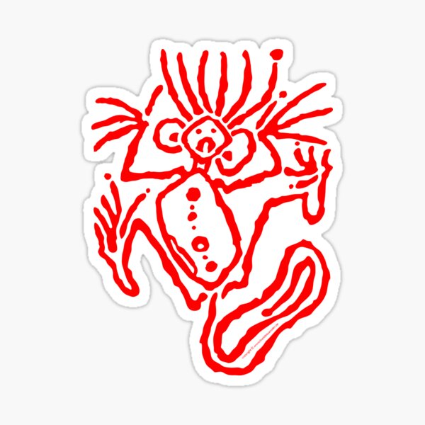 cave painting pictogram lines figure 1 red Sticker