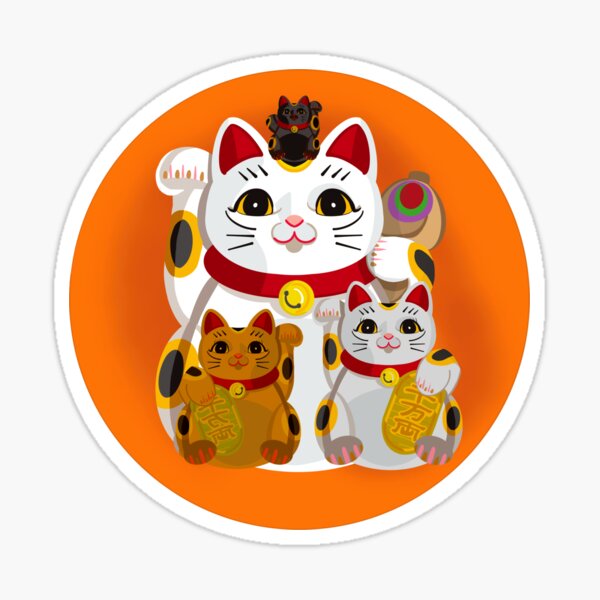 "Many Japanese lucky cats" Sticker for Sale by Joeybeedraws Redbubble