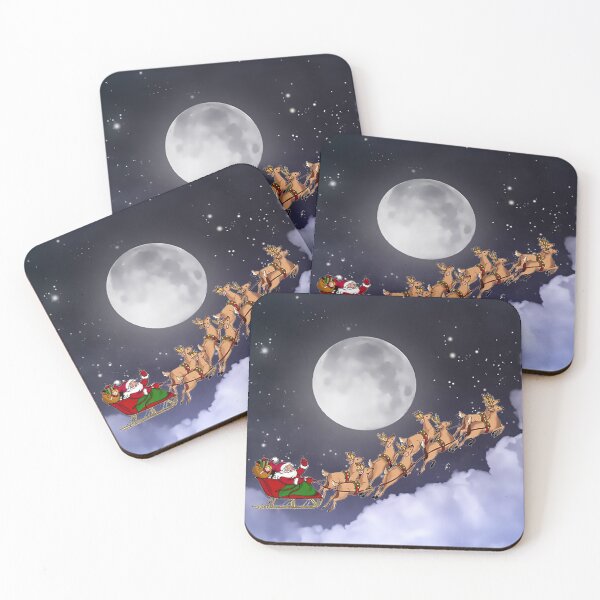 Item preview, Santa Claus on his sleigh in front of the full moon designed and sold by C6S5M.