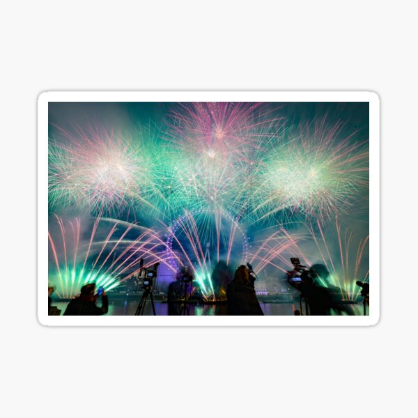 Fireworks celebrating New Years in London Sticker