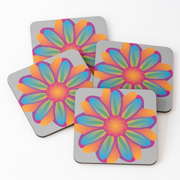 Aperçu de l'œuvre Fleur en orange, rose, jaune et vert créée et vendue par Kashabu.