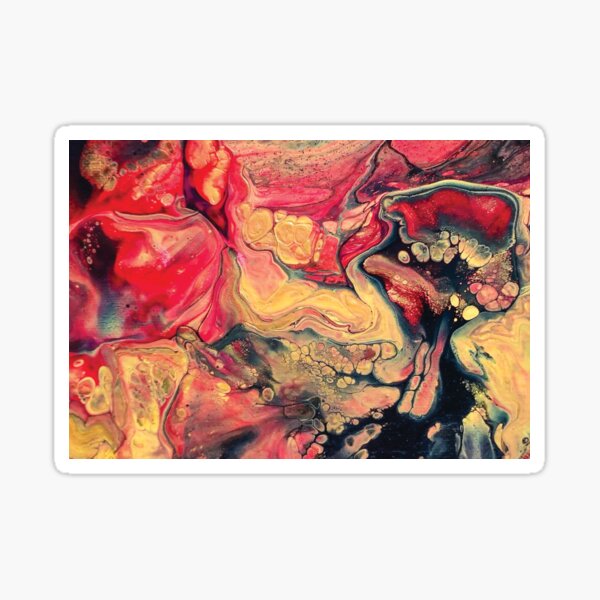 Yellow Bubbles - Acrylic Pour Cells Landscape Sticker