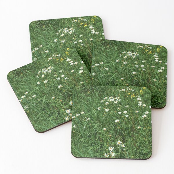 Item preview, White and yellow wild forest flowers with green grass designed and sold by Ventures1.