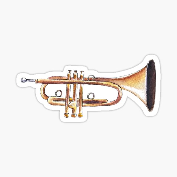“Watercolor Trumpet Sticker” Sticker for Sale by KittensBrush | Redbubble
