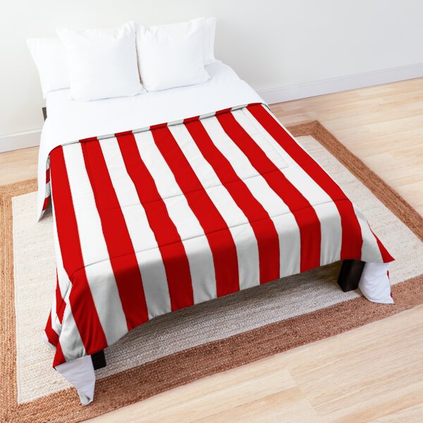 Red and White Stripes | Medium Vertical Stripes | Comforter