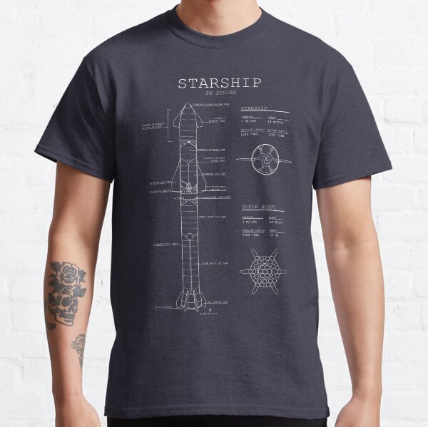 SpaceX Starship / Superheavy Blueprint T-shirt classique