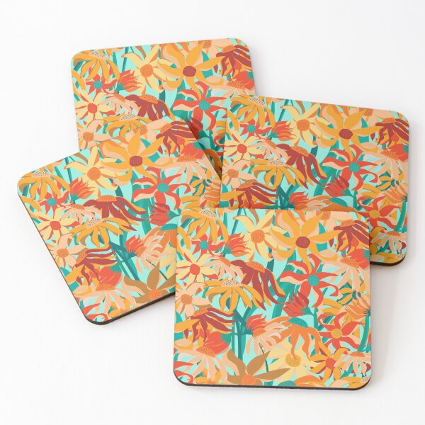 Item preview, Field of Coneflowers Abstract- floral illustration in bright colours designed and sold by Annette Chabidon Studio.