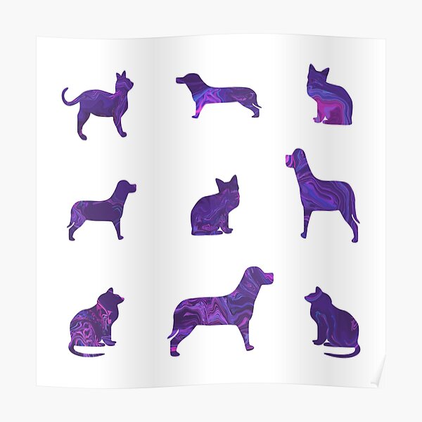 wandbilder silhouetten katze und hund redbubble