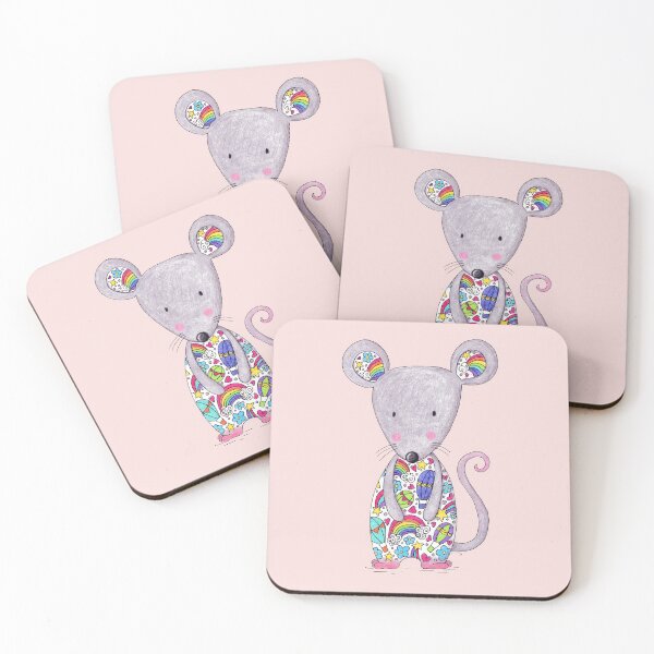 Item preview, Colourful Mouse - Pink Background designed and sold by LouiseFranksArt.
