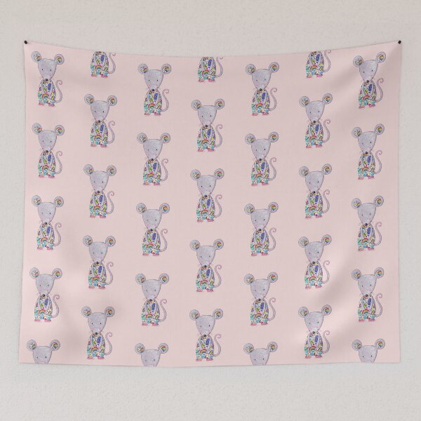 Item preview, Colourful Mouse - Pink Background designed and sold by LouiseFranksArt.