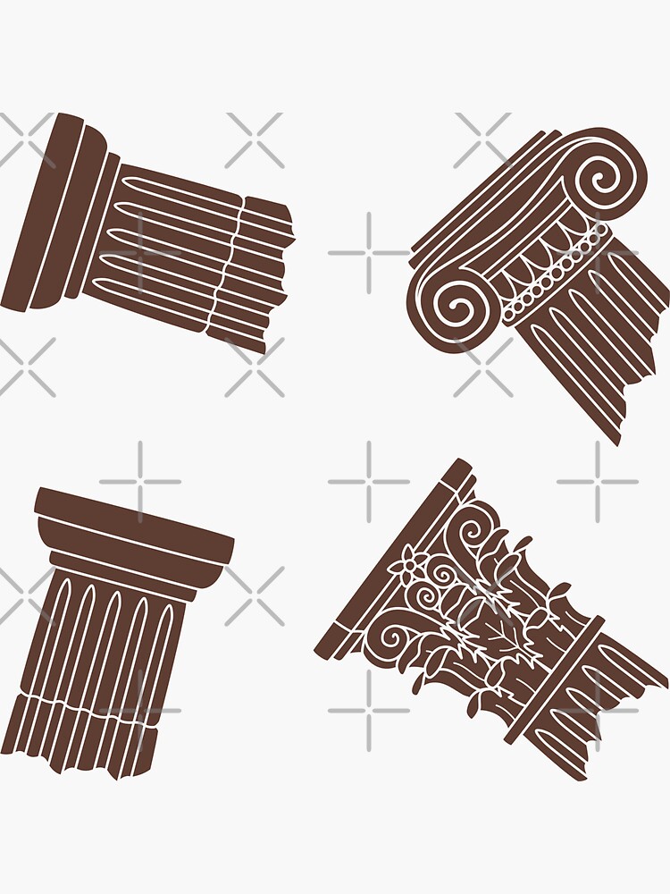 Thumbnail 3 of 3, Sticker, Dark Academia: Greek Column Pattern (ver. 2) designed and sold by ElectricFangs.