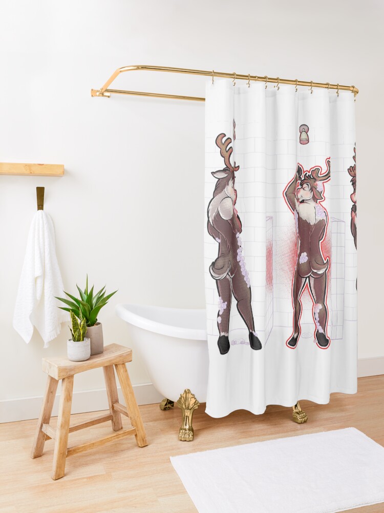 Alternate view of Rudolph's Shiny Shower Shower Curtain