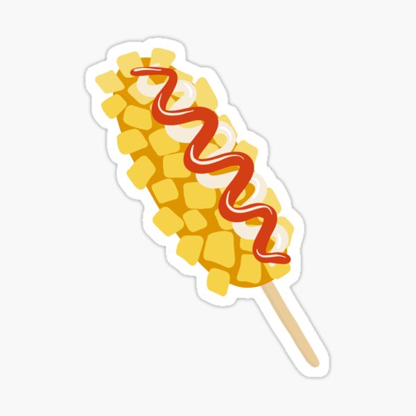 tokkebi gamja hotdog korean style drawing sticker with ketchup