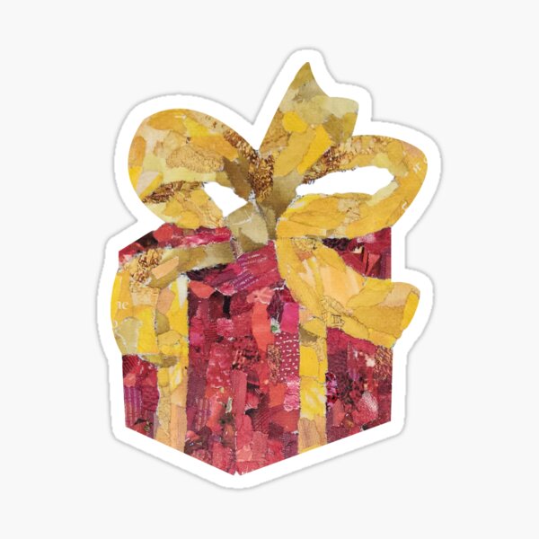 Golden Ribbon Wrapped Gift - Christmas Collection Sticker