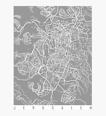 Jerusalem map grey Photographic Print