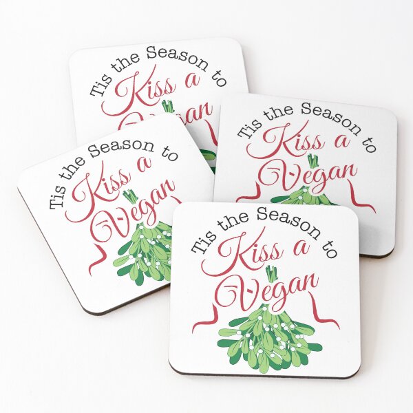 Item preview, Tis Season to Kiss a Vegan Mistletoe Christmas Holiday Winter  designed and sold by LaDolceVegan.
