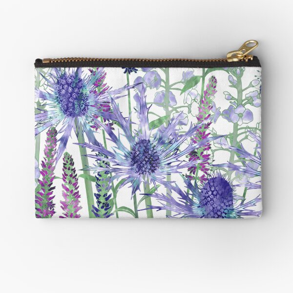 Sea Holly & Veronica Flowers Zipper Pouch