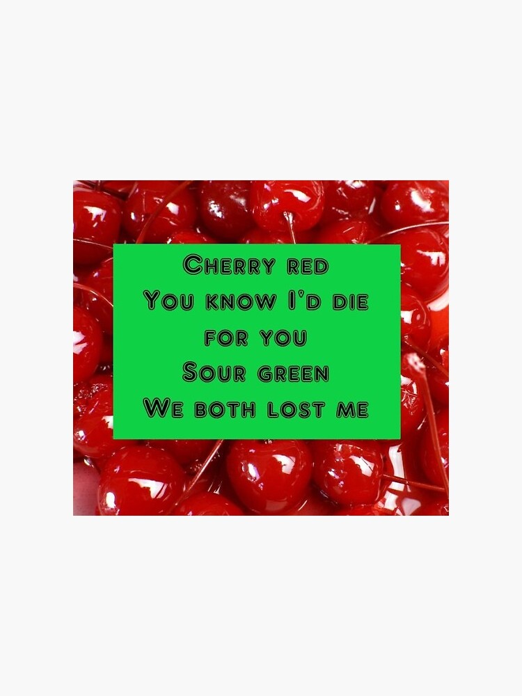 "cherry red lyrics" Sticker by americaspsycho Redbubble