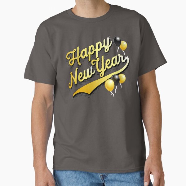 Happy New Year! with Black and Gold Balloons Classic T-Shirt
