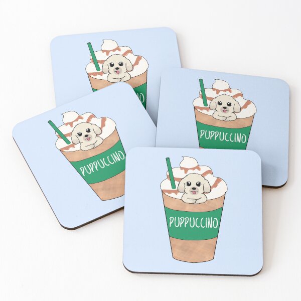 Item preview, Puppuccino - cute puppy coffee pun designed and sold by Artbyacat.