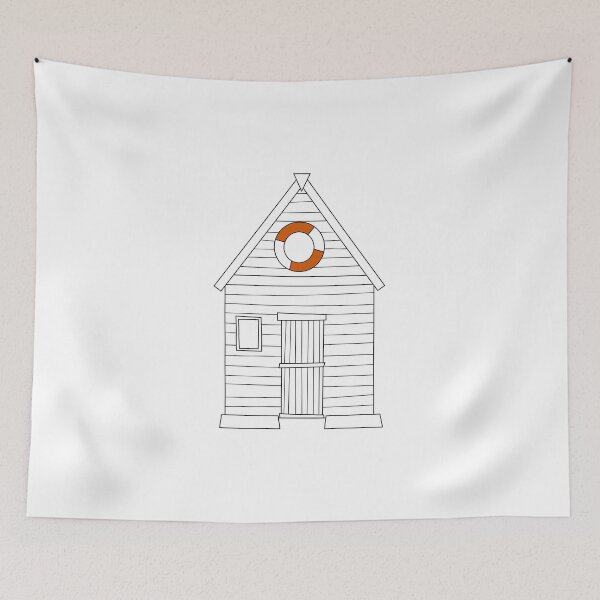 Item preview, White Beach Hut Drawing designed and sold by Bojkiw.
