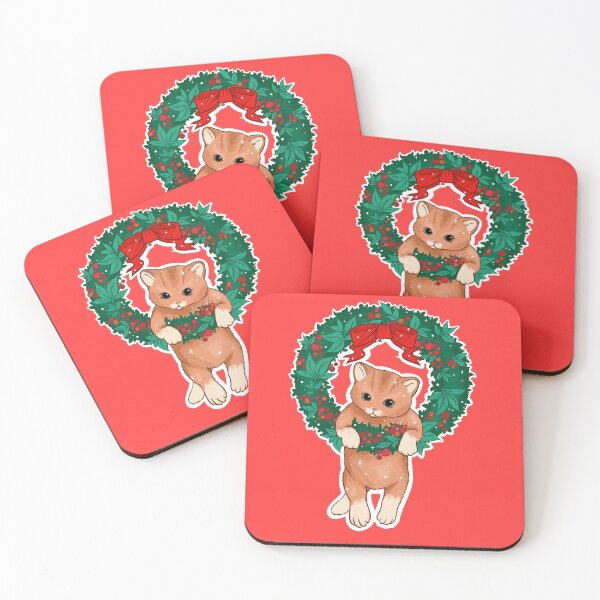 Item preview, Cute Cat Hanging From Christmas Wreath designed and sold by GeorgiaMarie13.