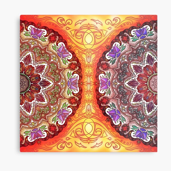 Golden Glow - Floral Abstract piece Metal Print