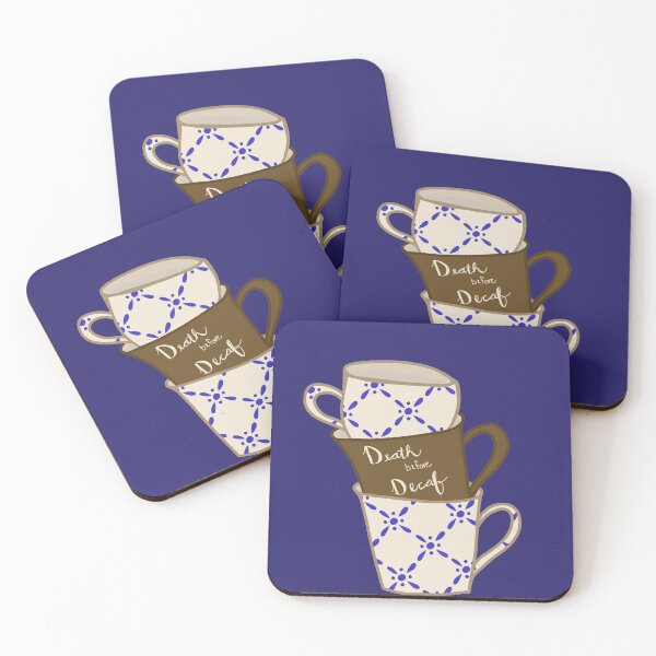 Item preview, Death Before Decaf Stacked Mugs designed and sold by HotMessReta.