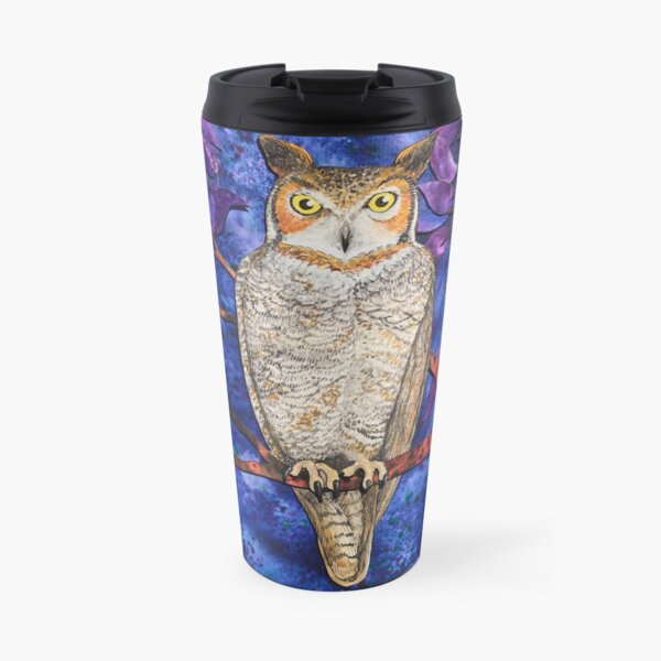 Autumn Owl in the Plum Tree Travel Mug