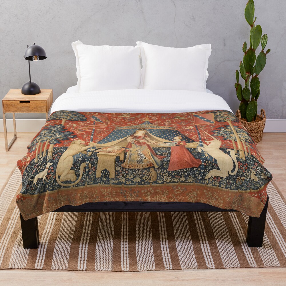 "The Lady And The Unicorn Art Print" Throw Blanket for Sale by