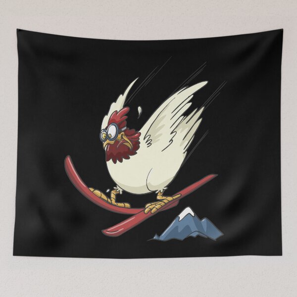 Item preview, Chicken on ski flying downhill designed and sold by Monkey Ful.