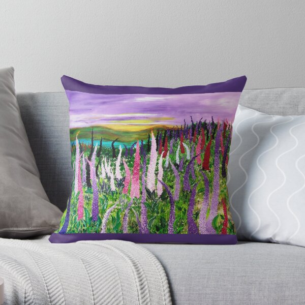 Fields with lupines. Throw Pillow