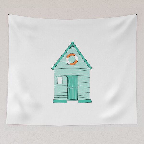 Item preview, Mint Green Beach Hut drawing designed and sold by Bojkiw.