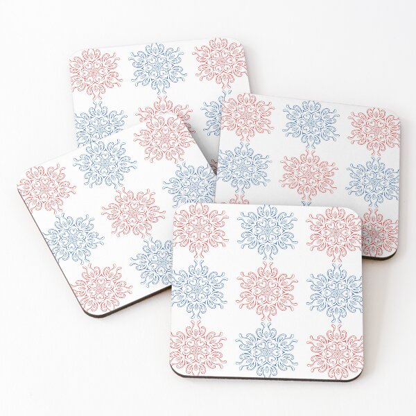 Item preview, Red and blue floral and heart pattern designed and sold by Digibee.