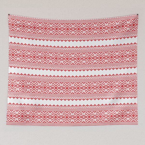 Item preview, Red Scandinavian knitted pattern winter Christmas  designed and sold by Digibee.
