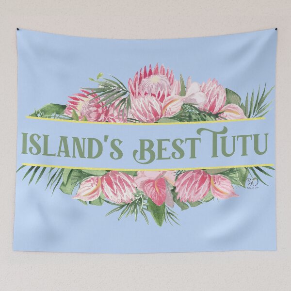 Item preview, Island’s Best TuTu (Grandparent) Tropical, Pink Protea, Anthurium and Green Palm Leaves designed and sold by RobinetteArt.
