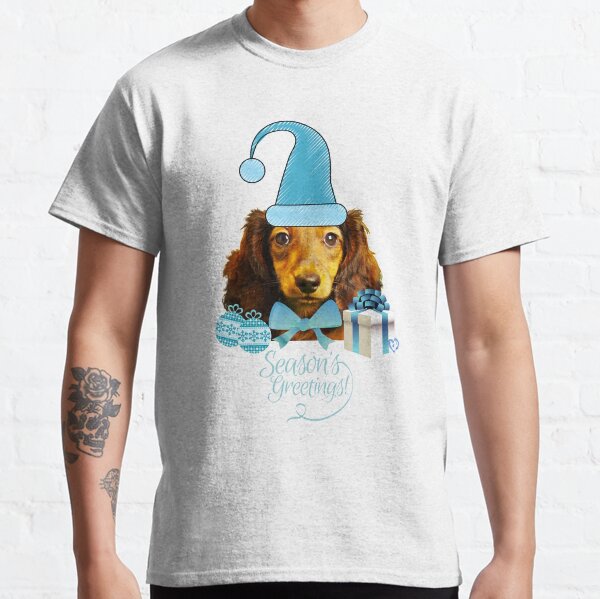Light Blue Tall Santa Hat Live Dachie-dtt Classic T-Shirt