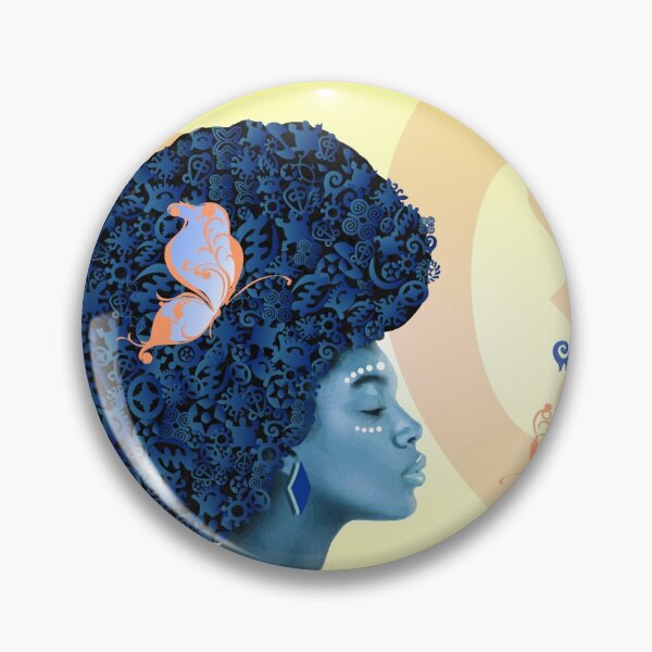 Item preview, Nsibidi / Adrinka Blue Afro Butterfly Lady designed and sold by KECHIAMAKS.