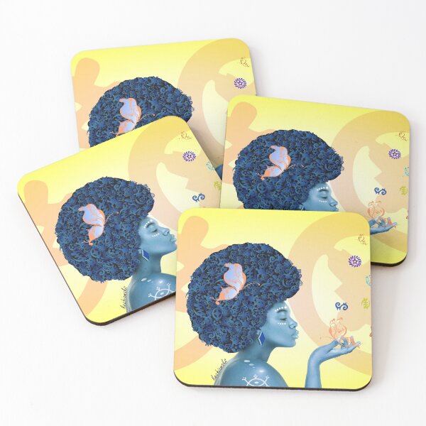 Item preview, Nsibidi / Adrinka Blue Afro Butterfly Lady designed and sold by KECHIAMAKS.