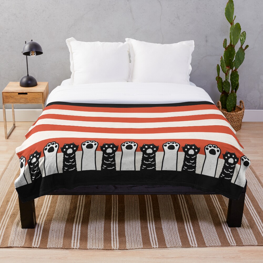 "Cat Paws and Stripes Pattern" Throw Blanket for Sale by paintedlife