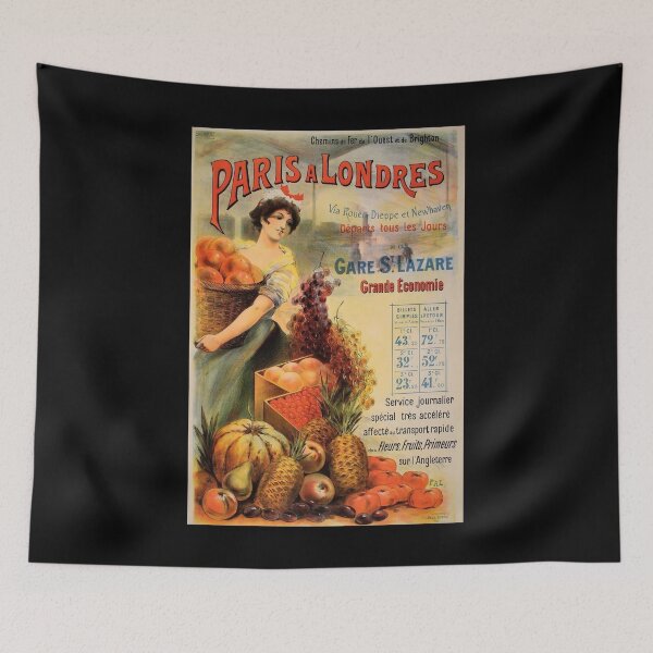 Item preview, retro classic OUEST Paris a Londres poster designed and sold by CorasPosters.