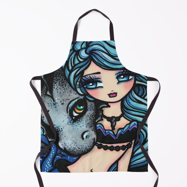 Item preview, Mermaid and Dragon Friend Blue Cool Tone Whimsical Art designed and sold by hannahlynnart.