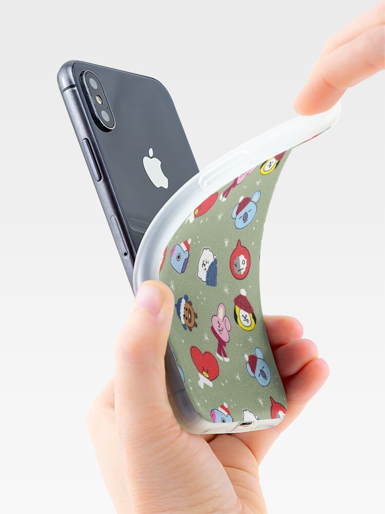Alternate view of BTS Christmas Pattern All BT21 Characters iPhone Case