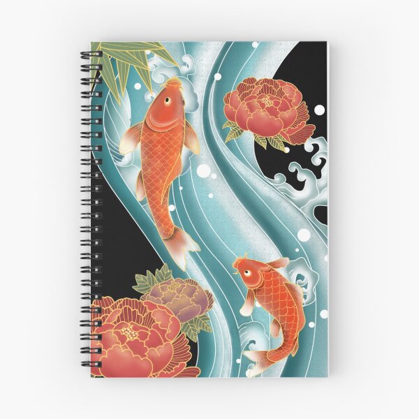 Item preview, Koi Fish Carp Swimming Peony Flower Chinese Japanese Art designed and sold by Wangfu-tees.