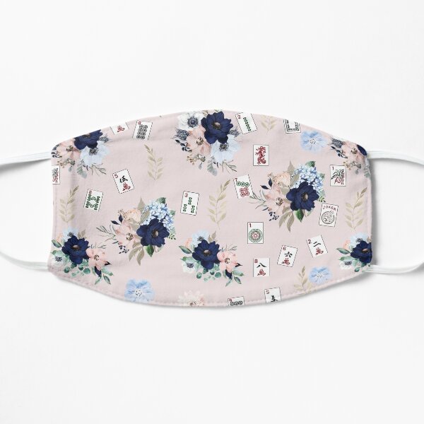 Pink Floral Mah Jongg Pattern Flat Mask