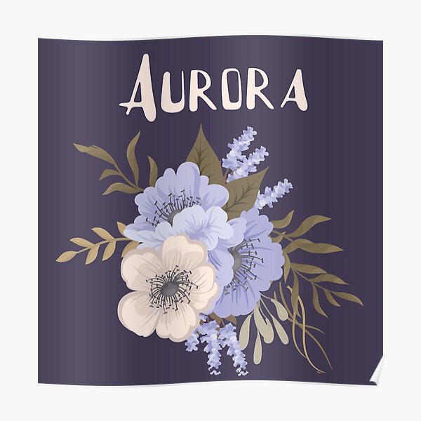 Aurora Pink Blue Flower Name Poster By Honey Dreams Redbubble