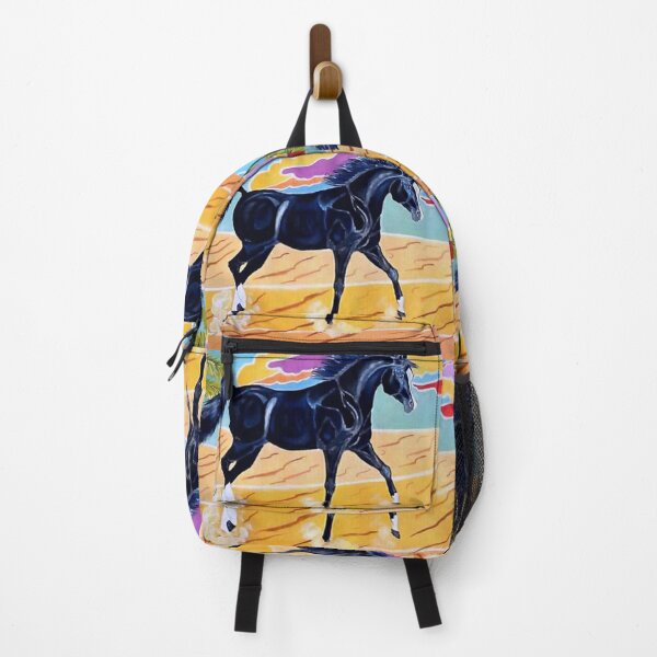 Item preview, Black arabian horse in the desert painting designed and sold by horseaddicted.