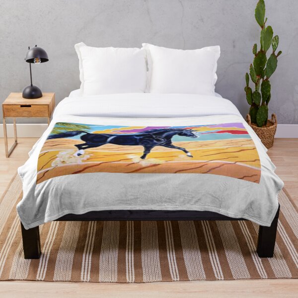 Item preview,  Black arabian horse in the desert painting designed and sold by horseaddicted.