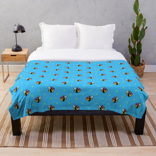 Item preview, Rainbow Bees & Stars (on blue) designed and sold by Mandy Bee.